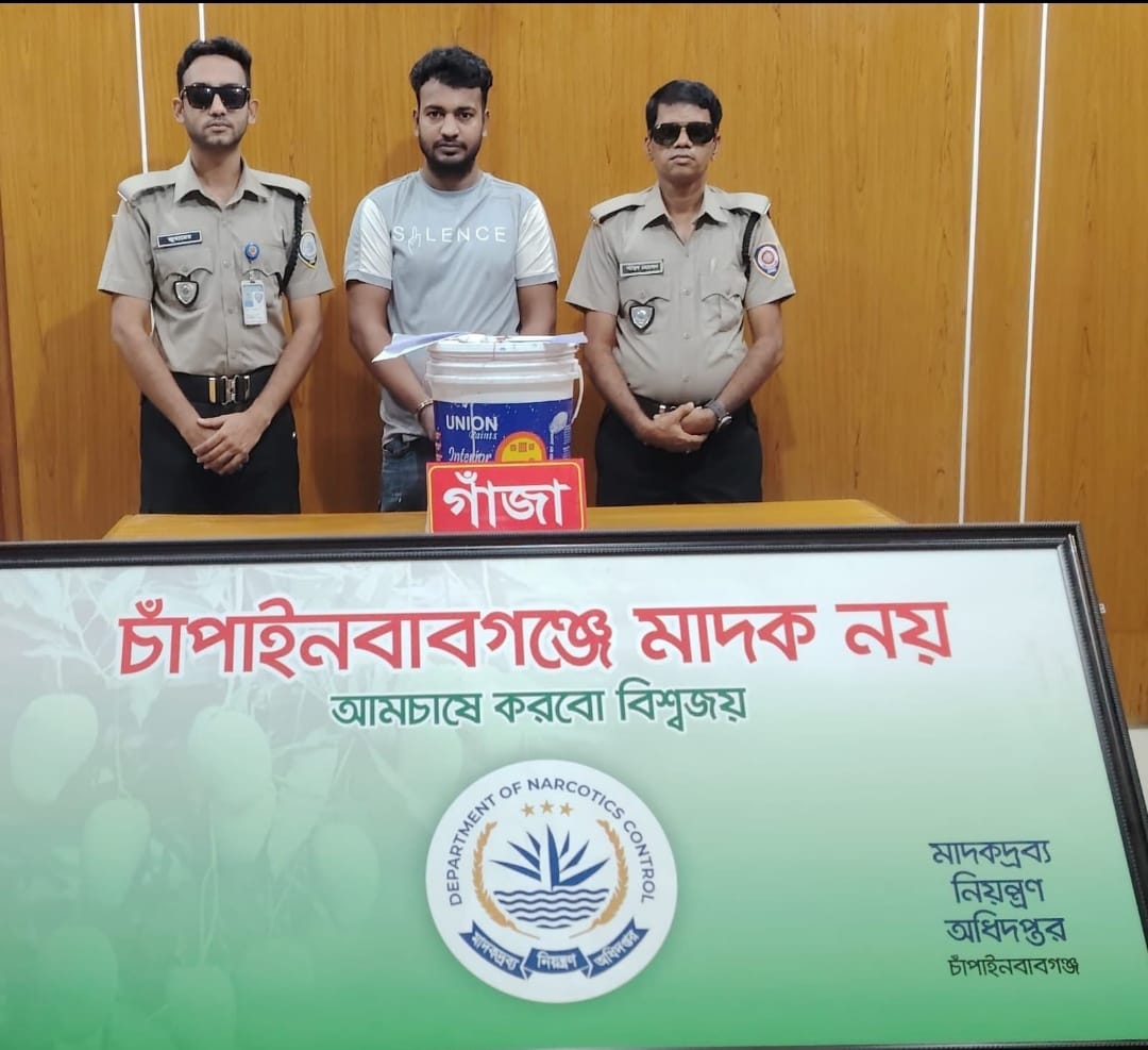 চাঁপাইনবাবগঞ্জে ডিএনসির অভিযানে  গাঁজাসহ যুবক আটক